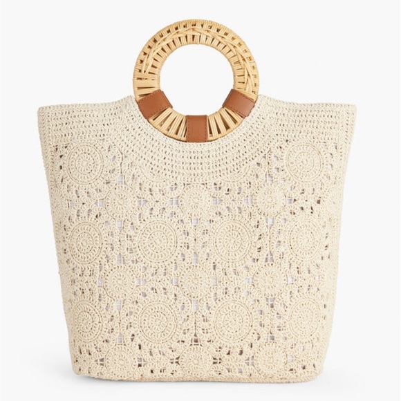 Talbots Crochet Round Handle Tote Bag - Picture 2 of 10